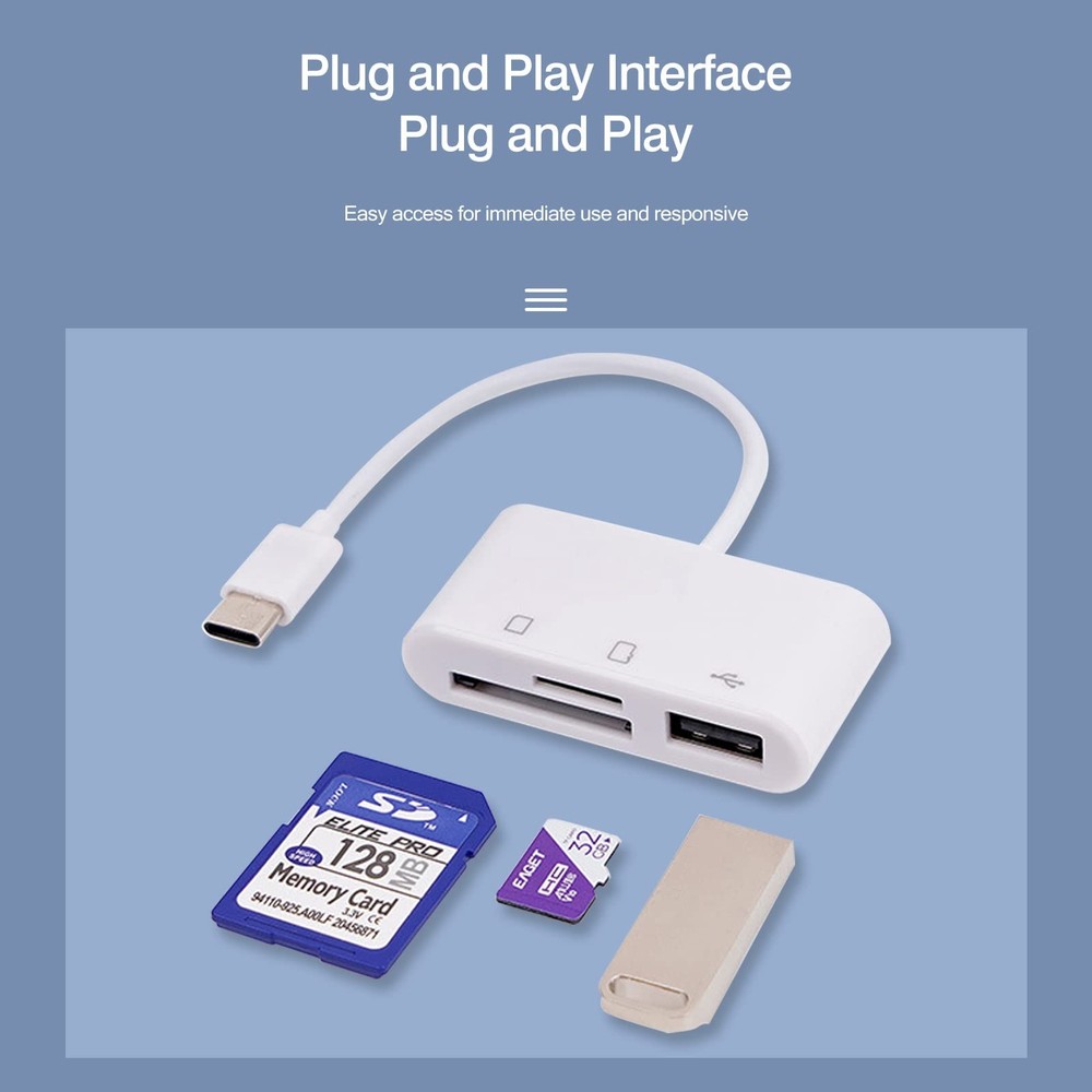 [2 Pack] SD Card Reader for Android, Micro to USB Adapter, White