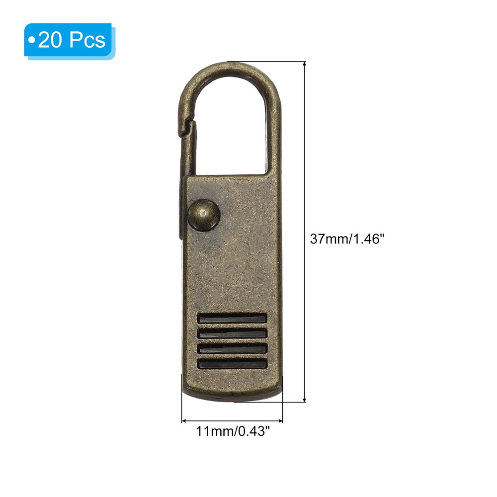 Zipper Pull Replacement, 20 Pcs Zipper Handle Mend Fixer Repair, Bronze