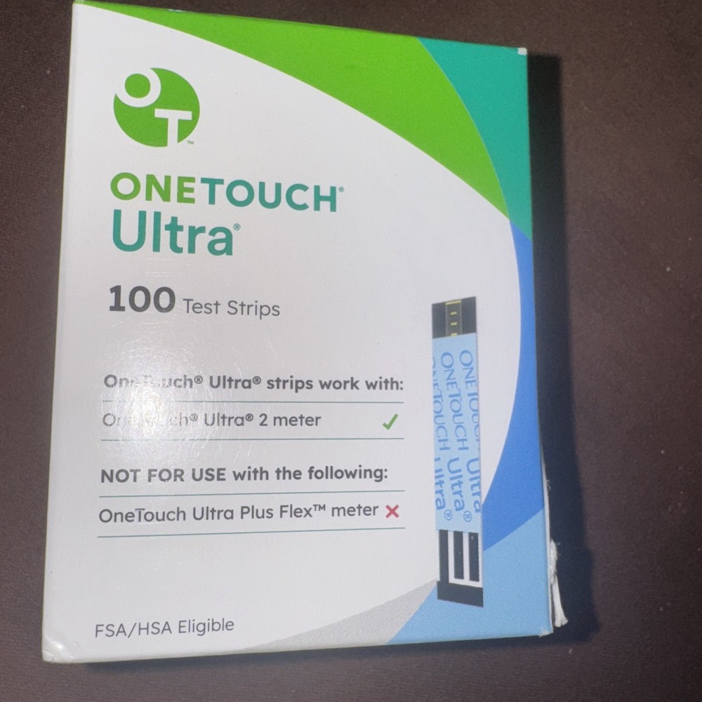 100ct One Touch  ULTRA TEST STRIPS 8/2026 Box Side Cut