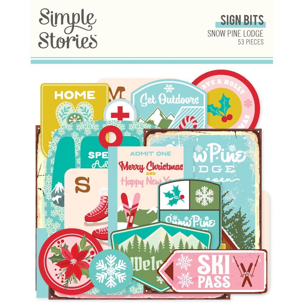 Simple Stories SNOW PINE LODGE Sign Bits 53pc Ephemera Winter 23120