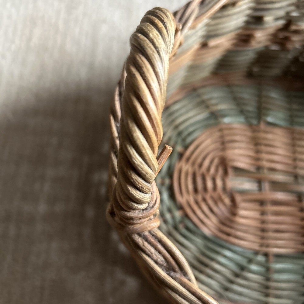 Basket Rope Accent Brown Fixed Handle Decorative. Oval Shape