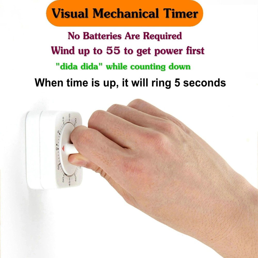 60 Minute Kitchen Timer Alarm Manual Countdown Timer for Home Baking Cooking