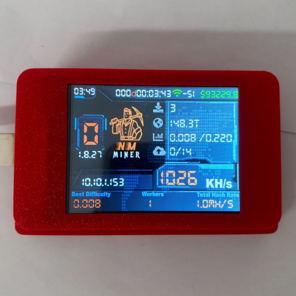 Nerdminer V2-Upgraded Speed Boost Fullscreen Bitcoin  Miner  Nerd Miner （Red）