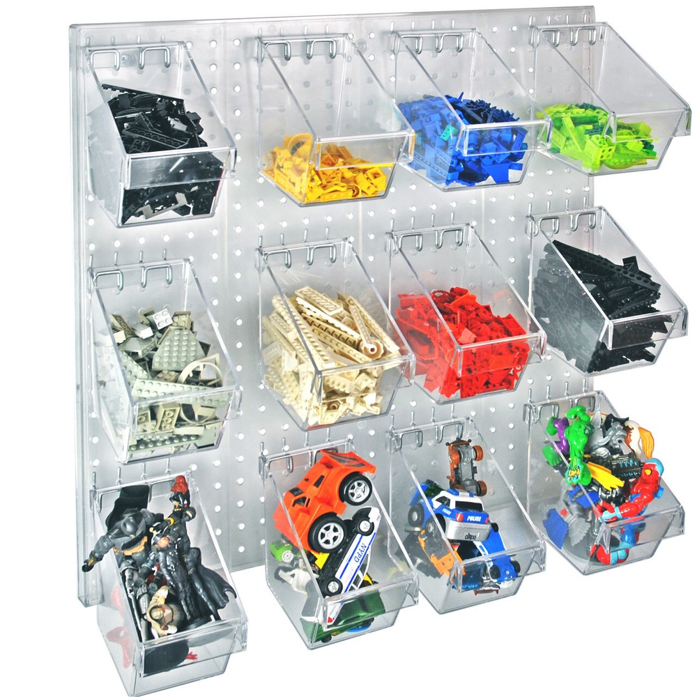 Azar Displays 12 Mini Bucket Peg Wall Accessory Organizer Kit Pegboard...