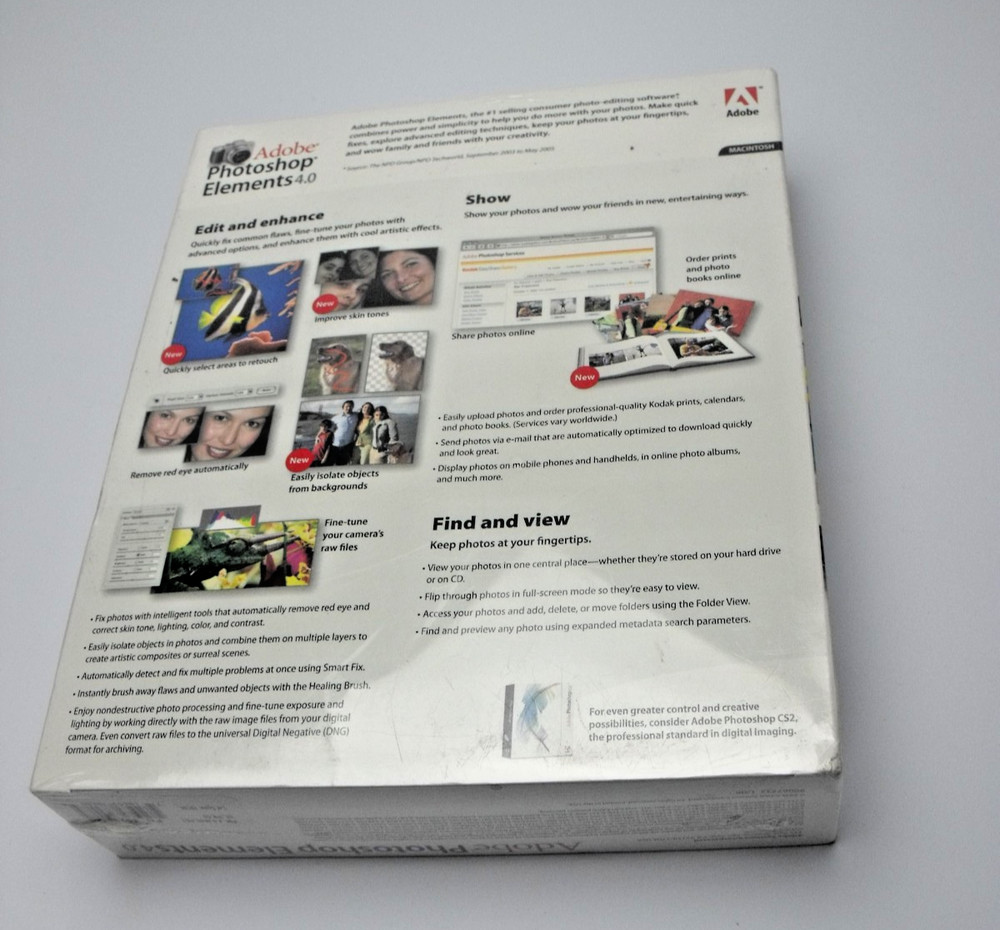 adobe photoshop elements 4.0 still in plastic - not opened