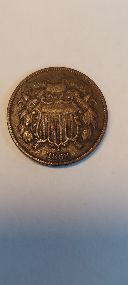 1868 Two Cent 2C USA Copper Obsolete Denomination Coin