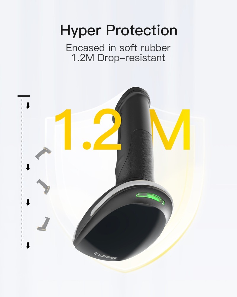 Inateck 2D Barcode Scanner, Wireless QR Code Scanner, Handheld Scanner APP SDK