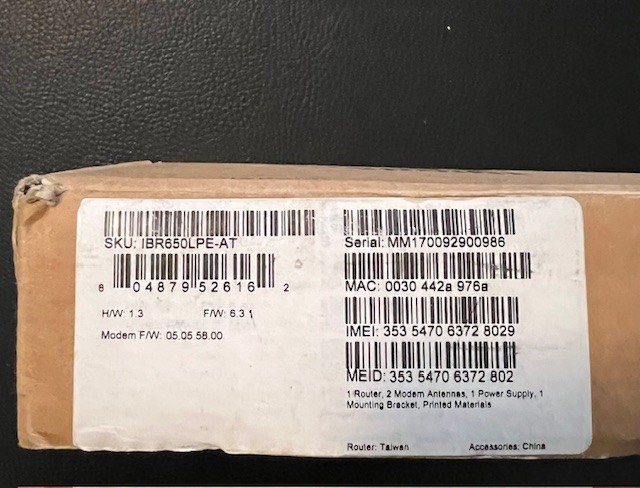 Cradlepoint IBR650LPE-AT New (Open box)