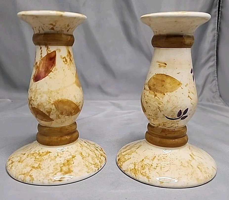 Autumn Fall Candlestick Holders Leaves Ceramic Asia Master Group