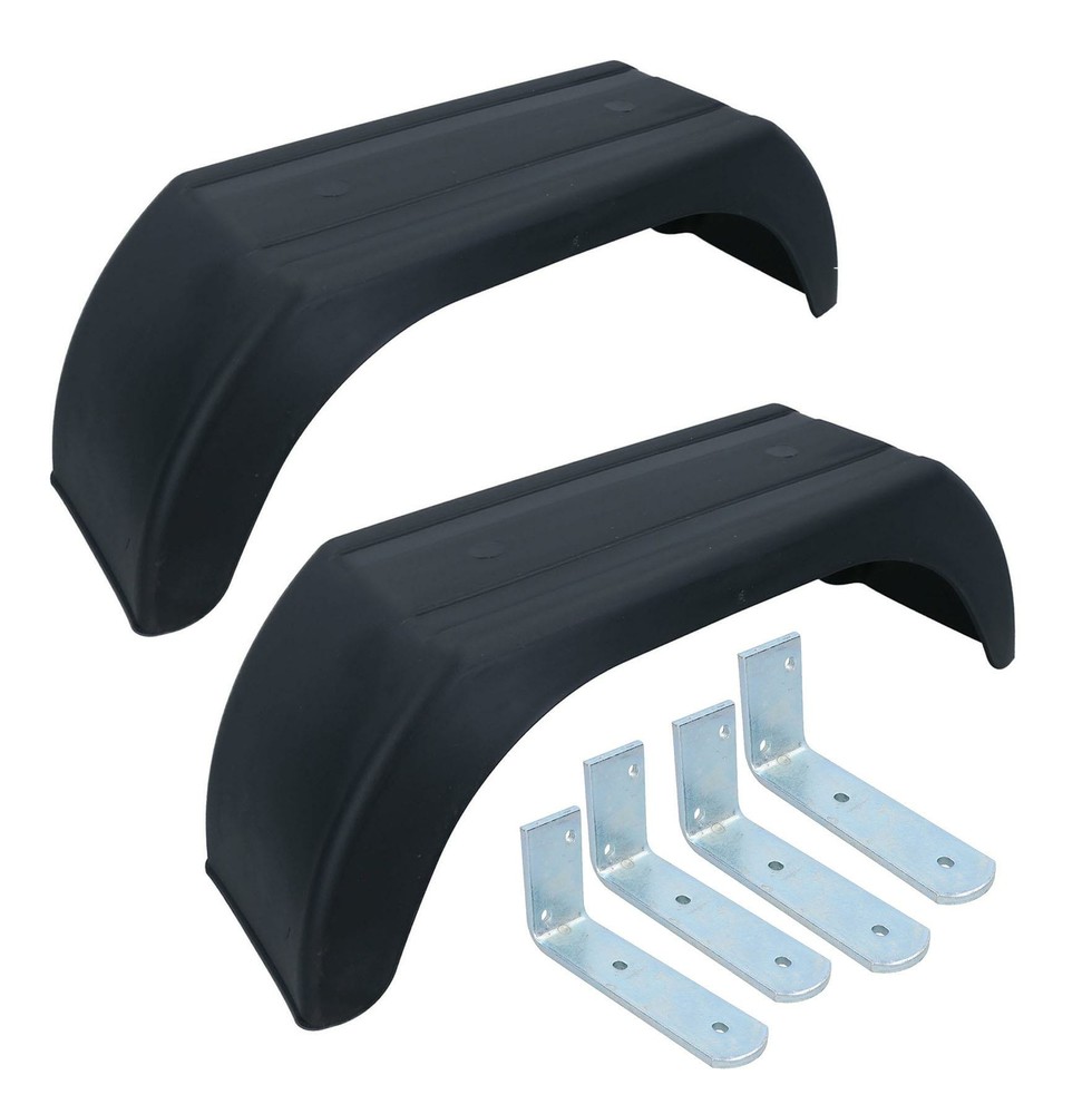 10" Plastic Mudguards Fender (Pair) Flush Fit & Mud Guard Angle (SMALL) Bracket