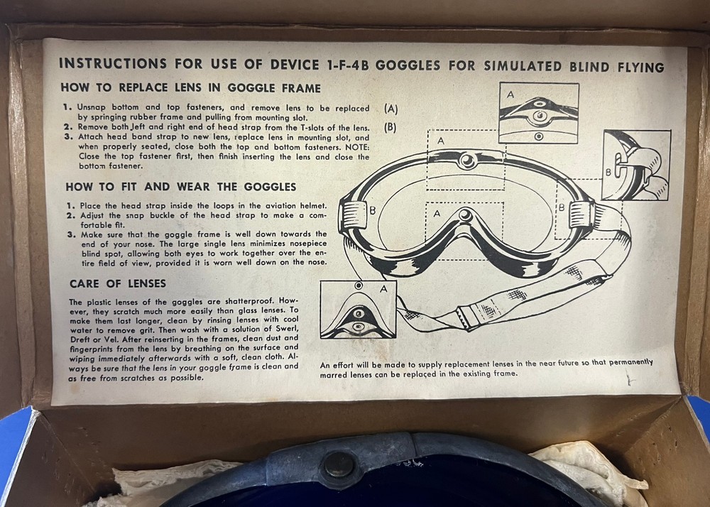 US NAVY Bu AERO BLIND FLYING GOGGLES- BOXED