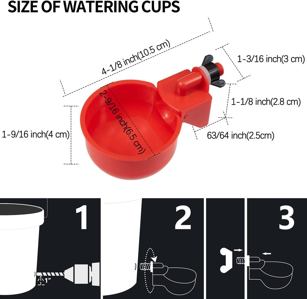 Effortless Automatic Gravity Chicken Waterer - 8 Durable Cups Included
