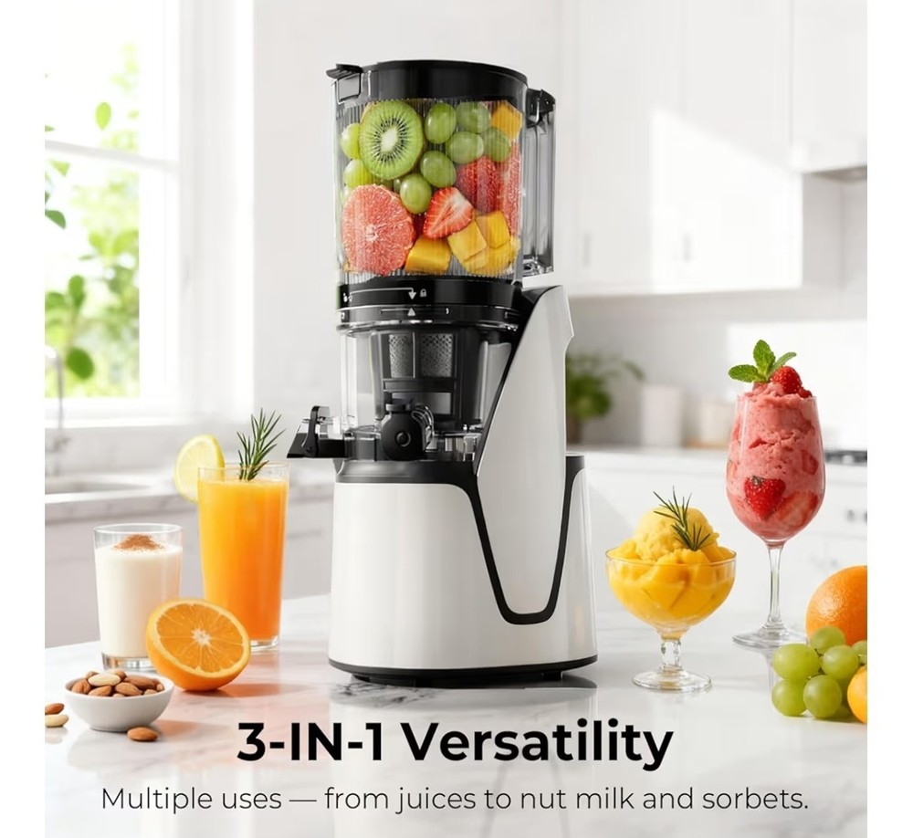Slow Masticating Juicer Cold Press Fruit Vegetable Extractor Machine 6.5"Chute