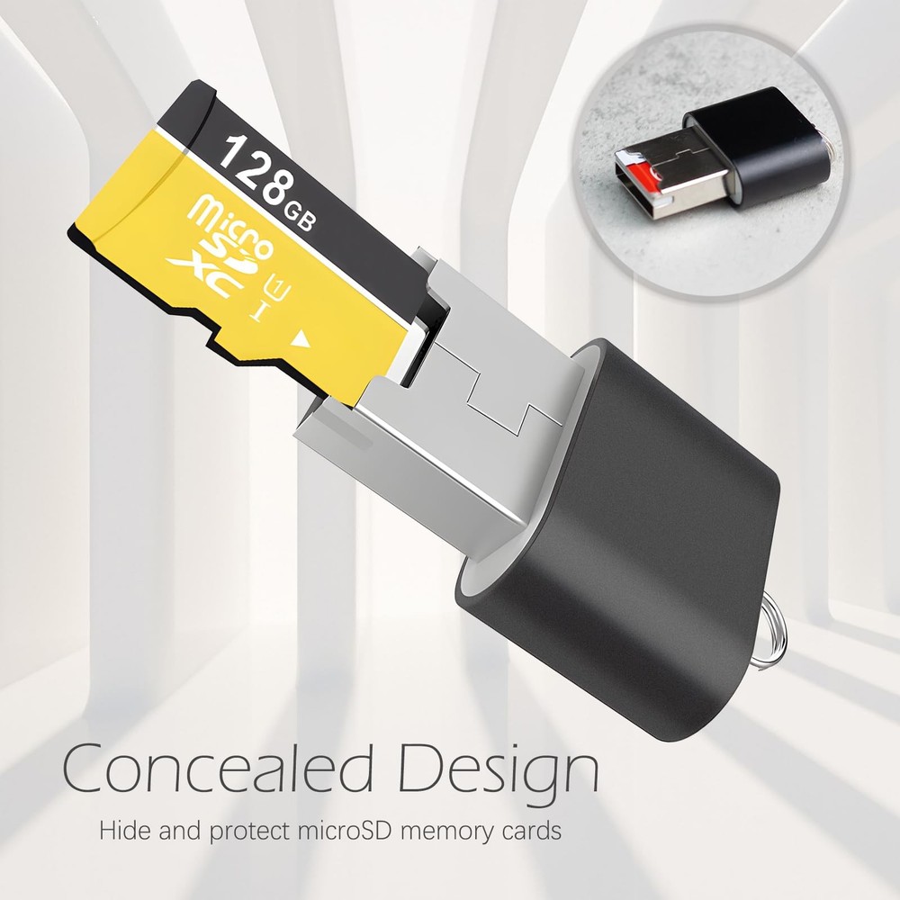 [3 Pack] Card Reader for Android,Micro SD to USB Adapter, 3 IN 1, Black