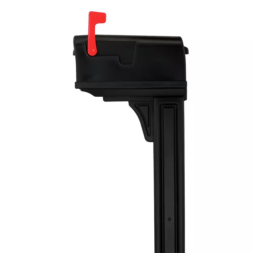 Classic Black, Medium, Plastic, All-In-One Mailbox and Post Combo