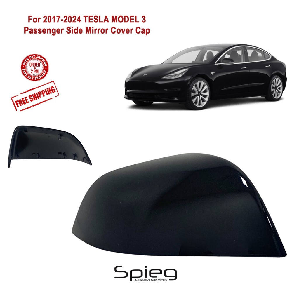 Passenger Side Mirror Covers Cap For 2017-2024 TESLA MODEL 3 Black Skull Left