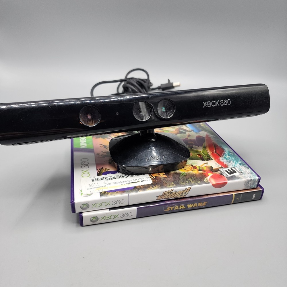 Microsoft Xbox 360 Kinect Sensor Bar Black 1414 - Kinect Adventures + Star Wars