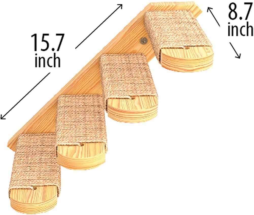 Skywin Cat Steps - Grey Solid Rubber Wood Stairs Great for