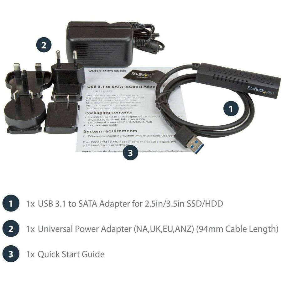 StarTech USB312SAT3 1m USB 3.1 Adapter Cable SATA SSD/HDD