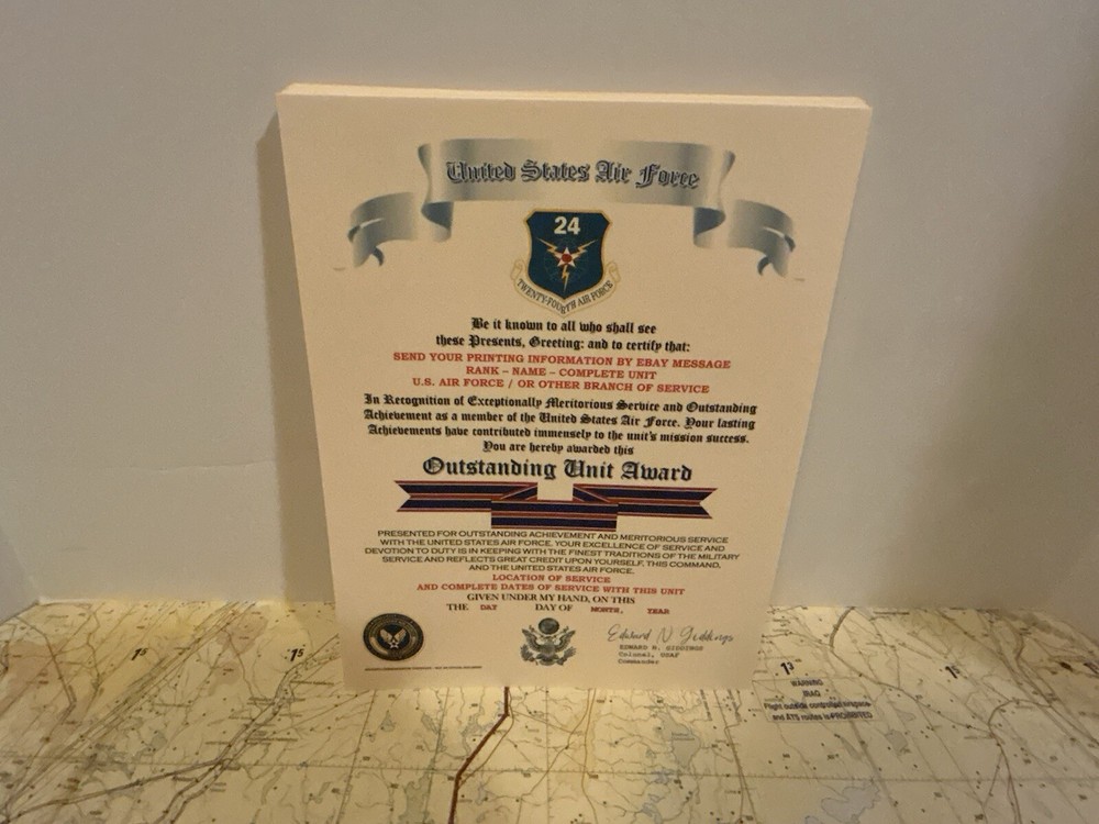 U.S. AIR FORCE / TWENTY-FOURTH AIR FORCE - OUTSTANDING UNIT AWARD CERTIFICATE