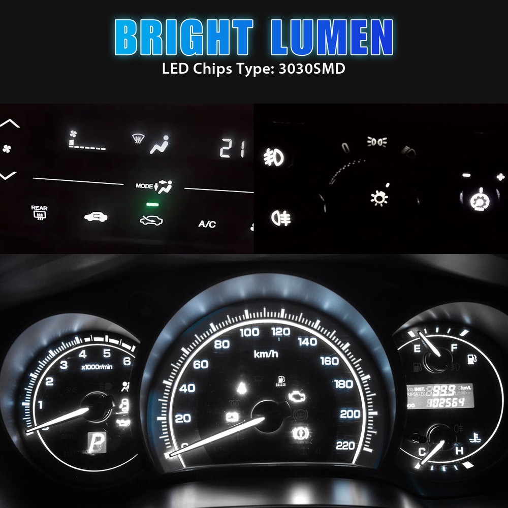 20x T5 74 17 37 3SMD LED Instrument Panel Dash Gauge Light Bulbs w/ Socket White