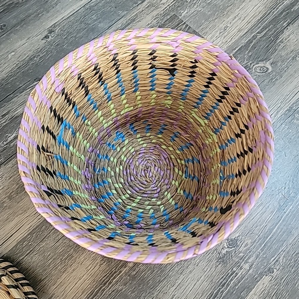 Colorful Straw Nesting Baskets (3)