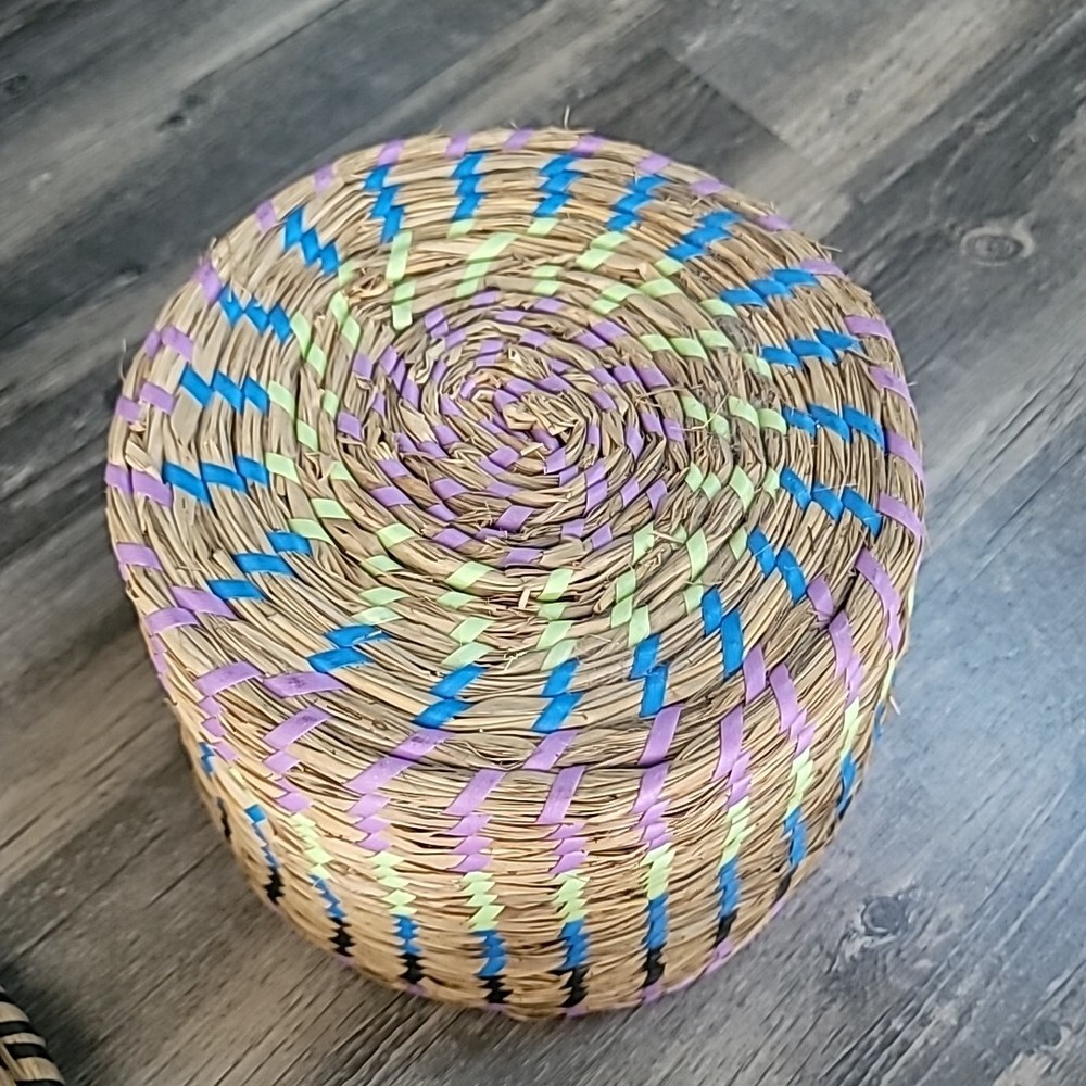Colorful Straw Nesting Baskets (3)