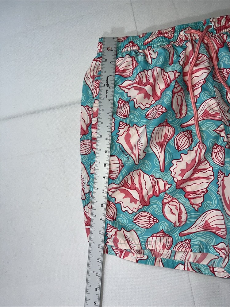 Vineyard Vines Men’s Swim Trunks Medium Blue With Conch Shells Draw Strings