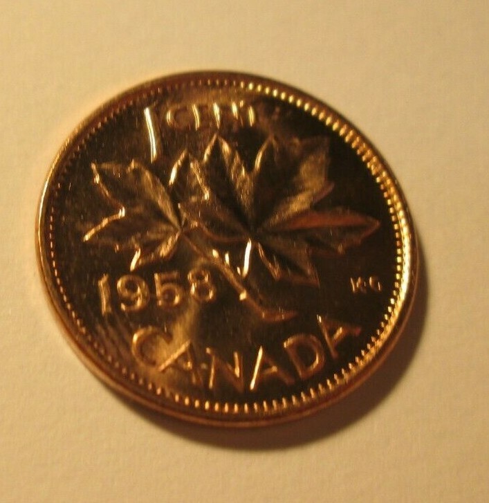 1958 CANADA CENT MULTI HANGING 8 VARIETY GEM BU ALL