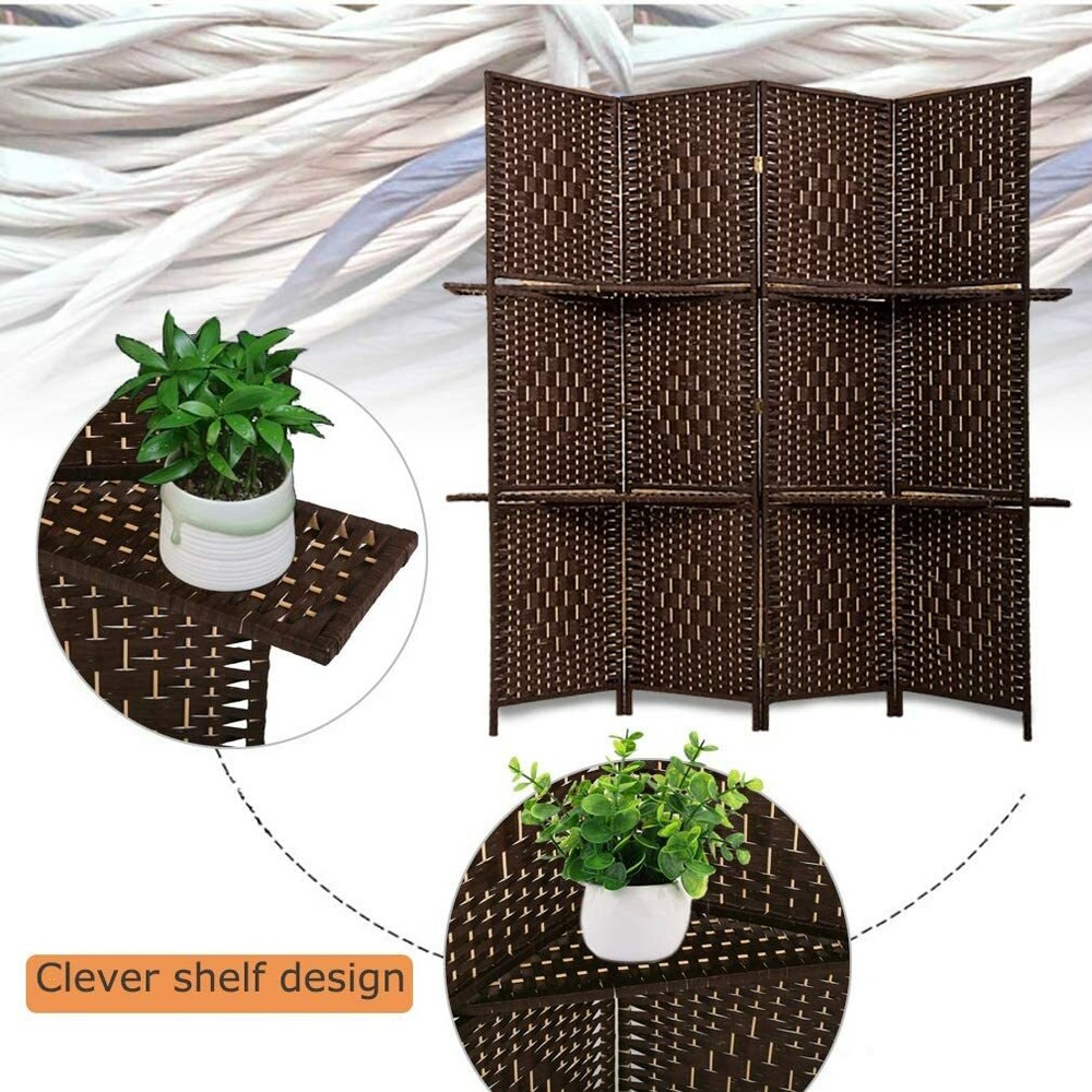 4 Panel Room Divider, Wooden Screen Folding Privacy Portable Partition Screen