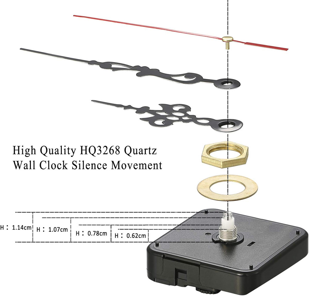 HQ3268 Quartz Wall Clock Silence Movement, 0.6" Maximum Dial Thickness, 4.8" Han