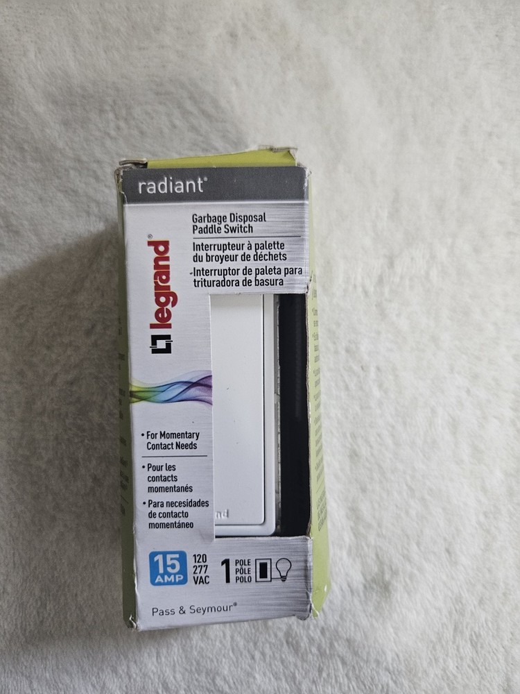 Legrand Radiant 15A Garbage Disposal Paddle Switch
