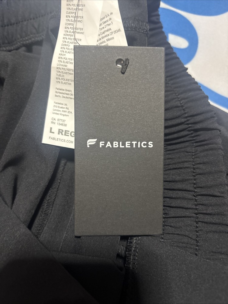 NWT Size Large Regular Fabletics Black Pants 90% Polyester 10% Elastic