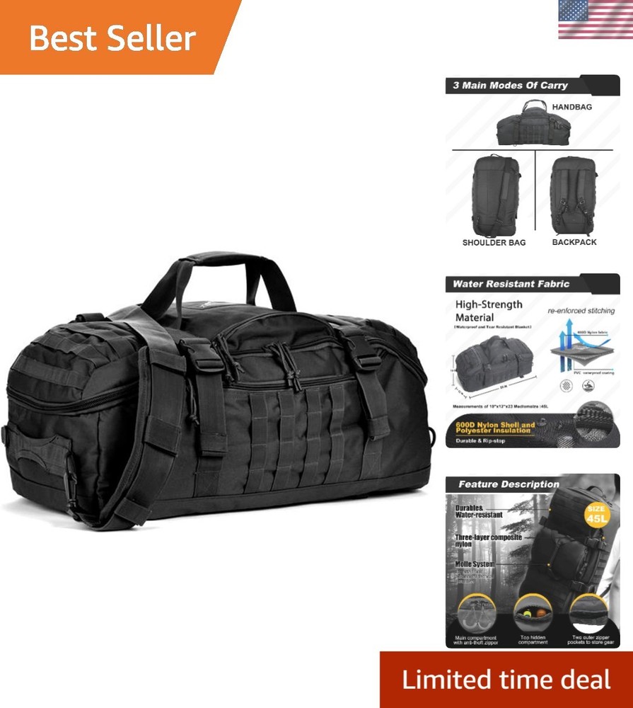 Multi-Functional Travel & Gym Bag - 45L Military Backpack with Adjustable Straps