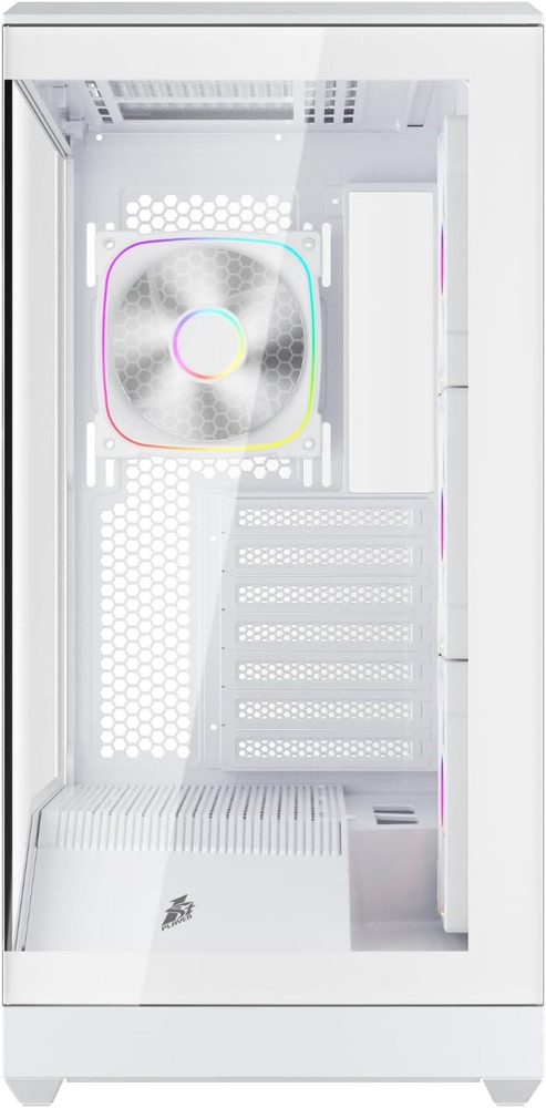 ATX PC Case for Gaming, White Mid Tower Computer Case with 4 Preinstalled ARGB P