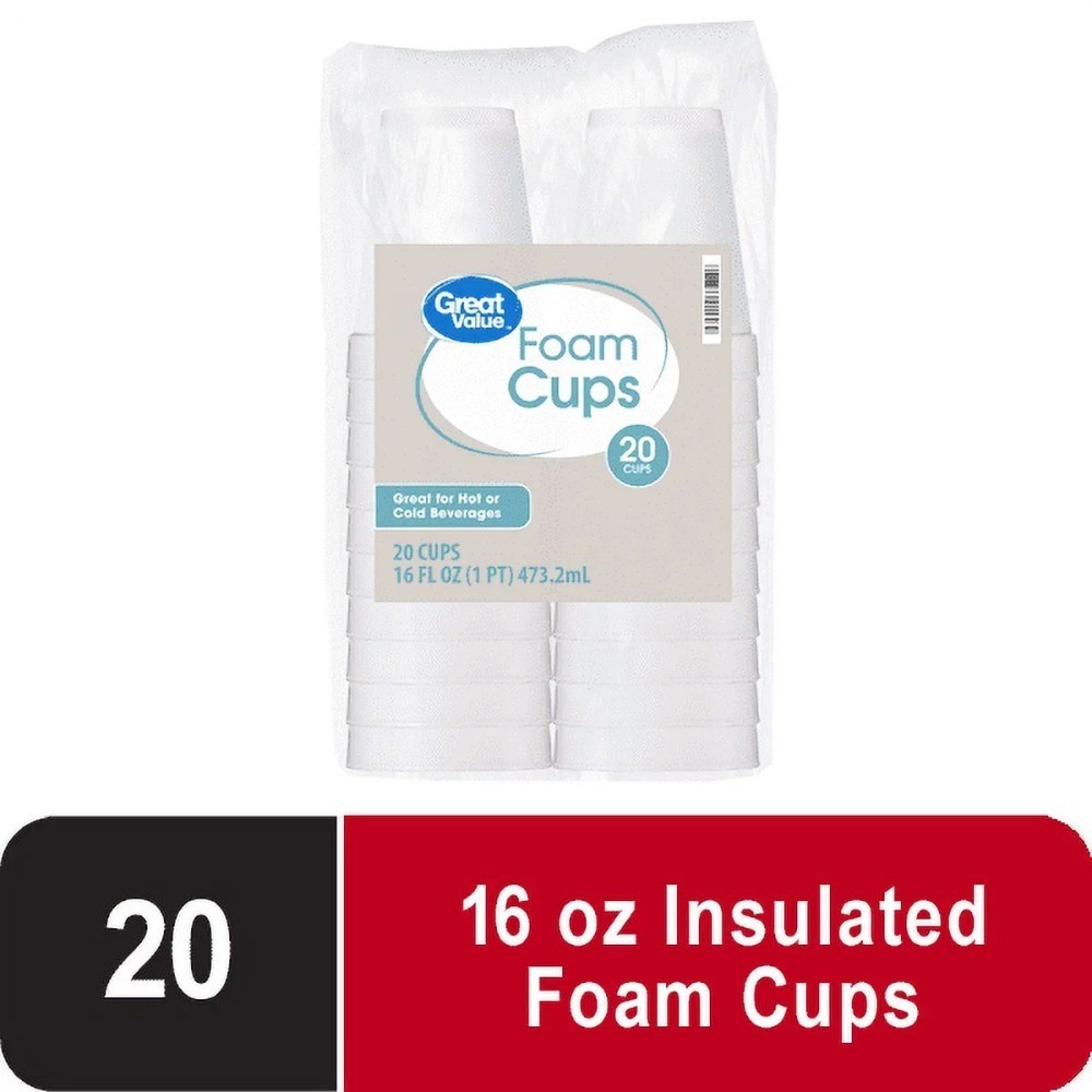 Foam Cups 16 oz 3 Pack 20 Count Disposable Drinking Cups