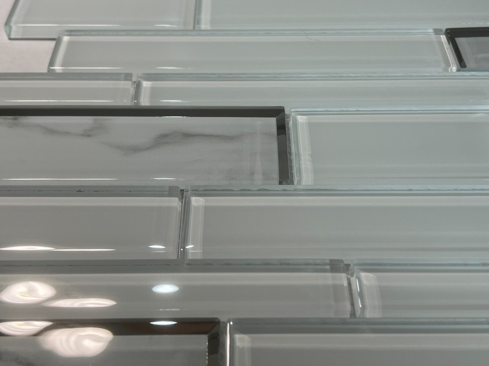 NY101 White Glass Rectangle Mosaic Tile Kitchen Bathroom Backsplash, 7 sheets