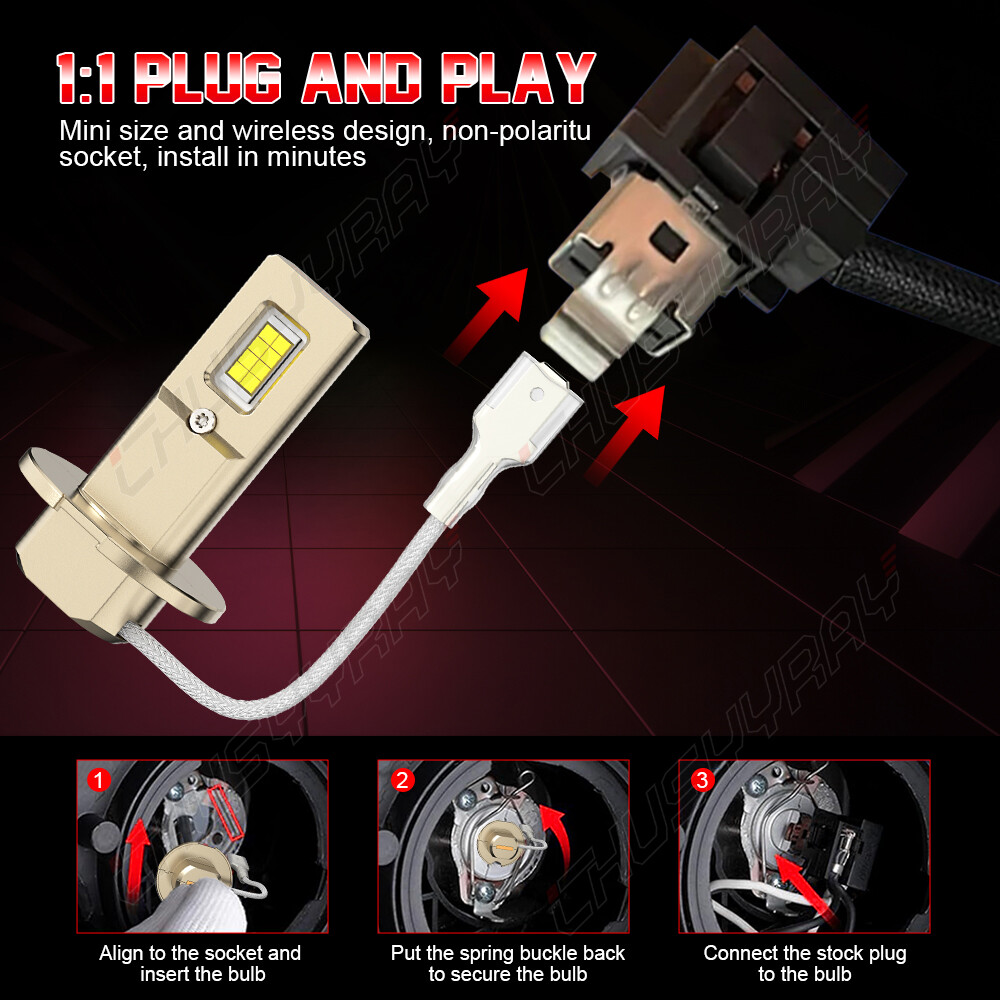 H3 LED Fog Light Bulb Conversion Kit Super Bright White DRL Lamp 6000K