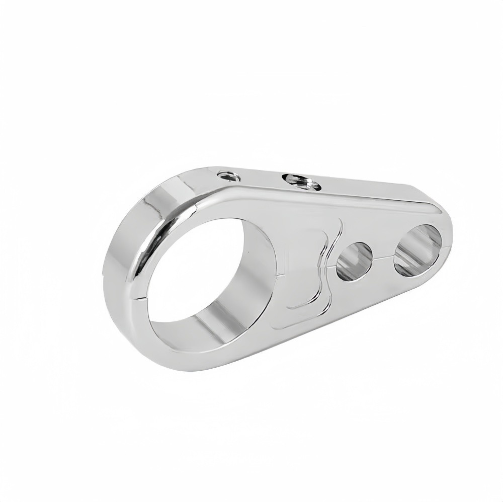 Aluminum Chrome Cable Bracket - 25mm for 1" Motorcycle Handlebars