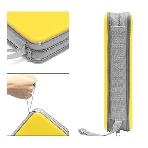 CD Case holder, 80 Capacity CD/DVD Case Holders Wallet Hard Plastic CD Yellow