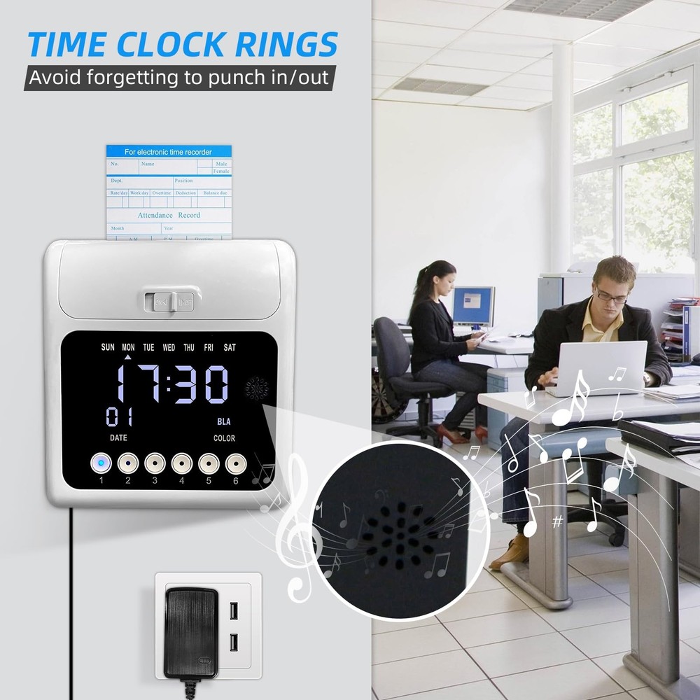 Time Clock with Passcode, Auto-Align Time Clocks for Small Business, Time Clo...