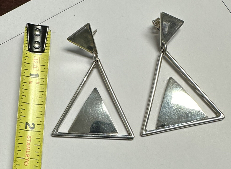 Sterling Silver .925 Mexico TD-69 Triangle Earrings
