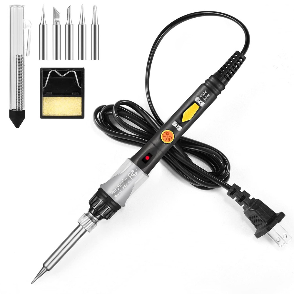 60w Adjustable Temperature Soldering Iron Kit 8in1 Solder Kit Electronics With O