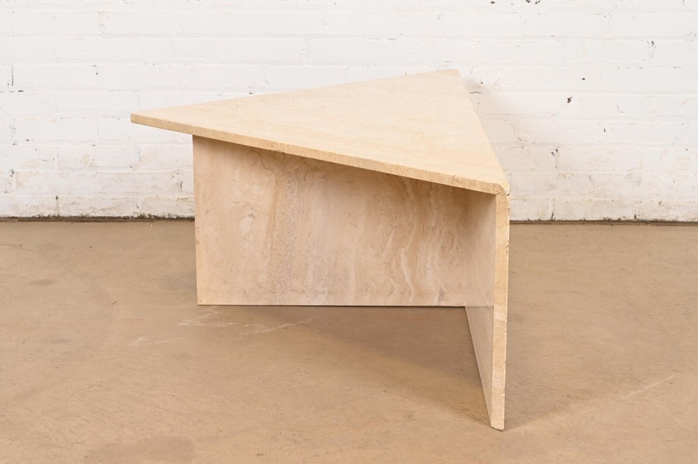 Modern Italian Travertine Triangular Coffee Table, Circa 1970s