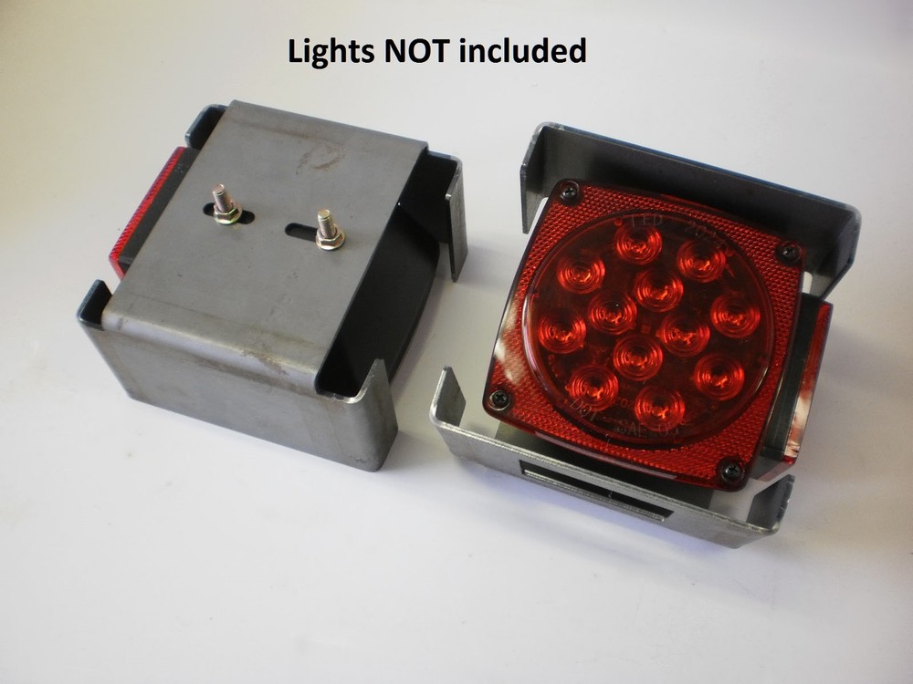 Pair Steel 4" Tail Brake Light Guard Square Box Trailer Truck Over 80" Weld On