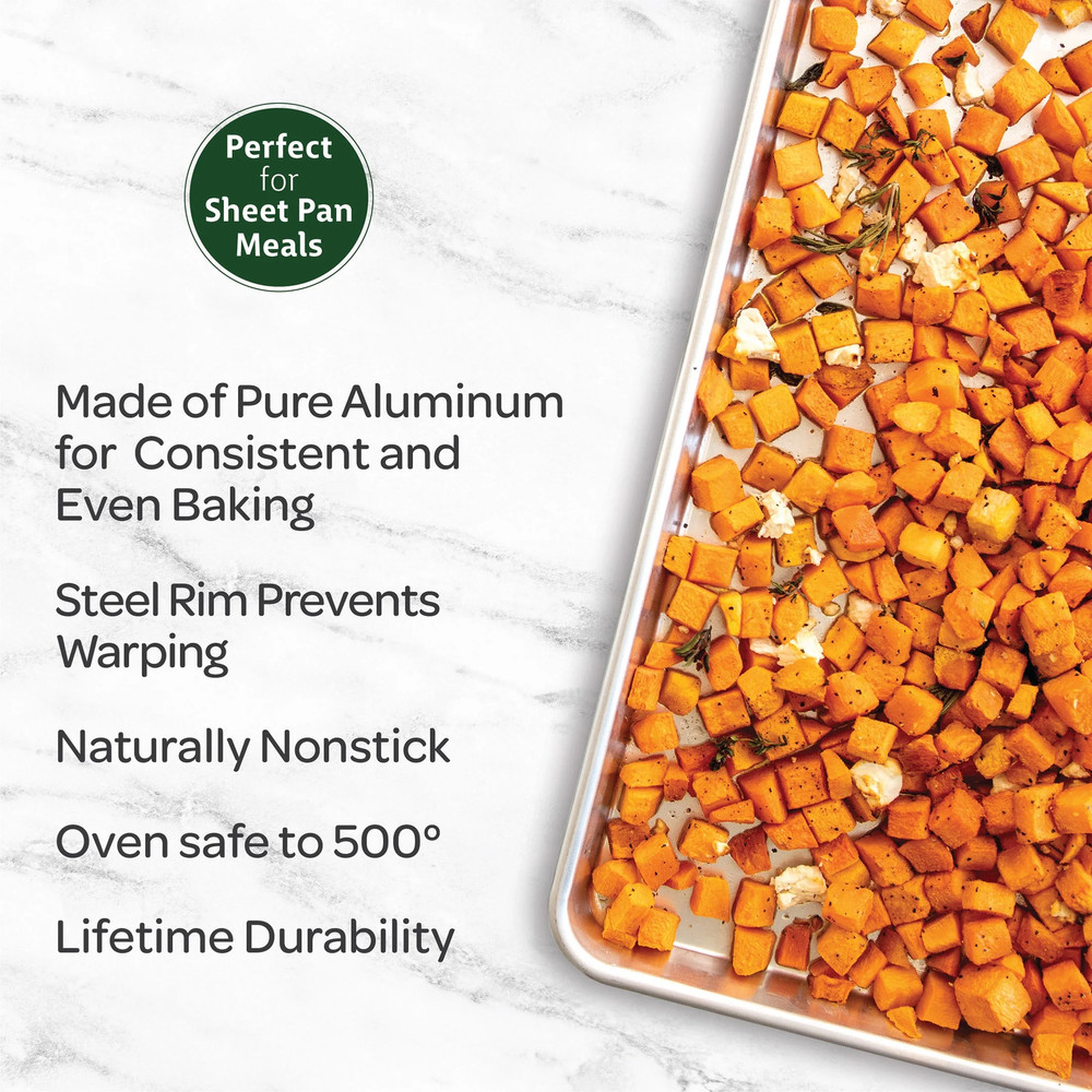 Naturals 18" X 13" Aluminum Half Sheet, Rectangular Cookie & Baking Sheet Pan
