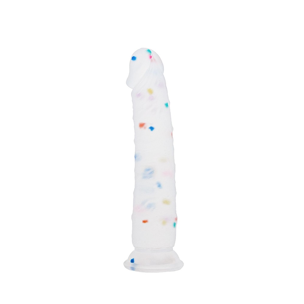 8 Inch Confetti Silicone Realistic Dildo with Flared Suction Cup Base for Han...