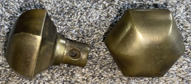 Pair of Antique Solid Brass Hexagon Door knobs