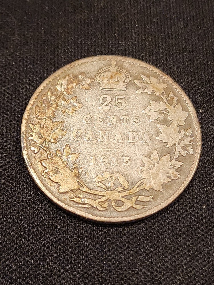 1915 Canada 25 Cents Silver Coin