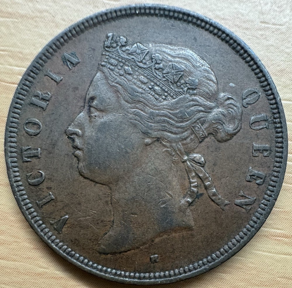 1874 Straits Settlement One Cent  Copper Coin